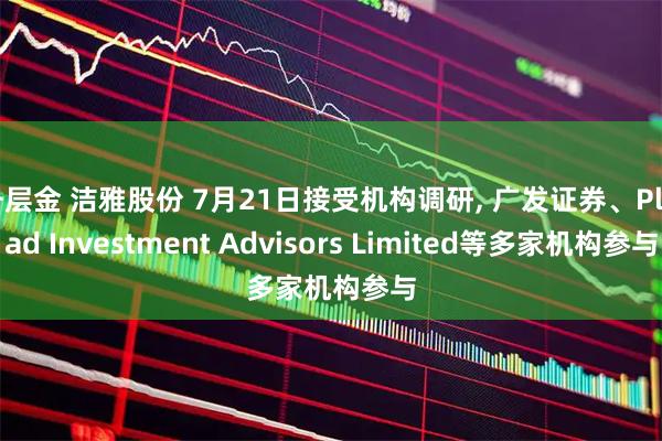 千层金 洁雅股份 7月21日接受机构调研, 广发证券、Pleiad Investment Advisors Limited等多家机构参与